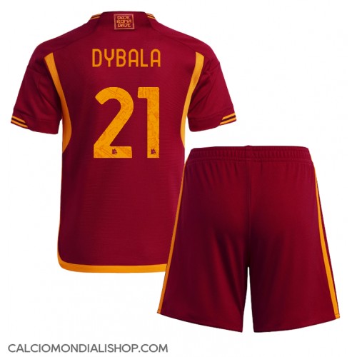 Maglie da calcio AS Roma Paulo Dybala #21 Prima Maglia Bambino 2023-24 Manica Corta (+ Pantaloni corti)